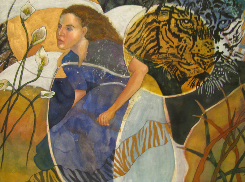 "She Felt Slightly Ill At Ease"          mixed media  22"x30"           $1400.00